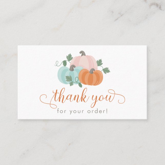 Pumpkins Thank You For Your Order Business Card (Front)