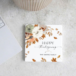 Pumpkins Thanksgiving Dinner Square Paper Coaster
