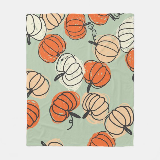 Pumpkins: Thanksgiving seamless pattern. Fleece Blanket (Front)