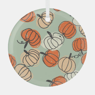 Pumpkins: Thanksgiving seamless pattern. Glass Tree Decoration