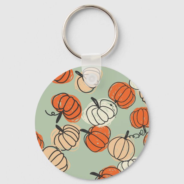 Pumpkins: Thanksgiving seamless pattern. Key Ring (Front)