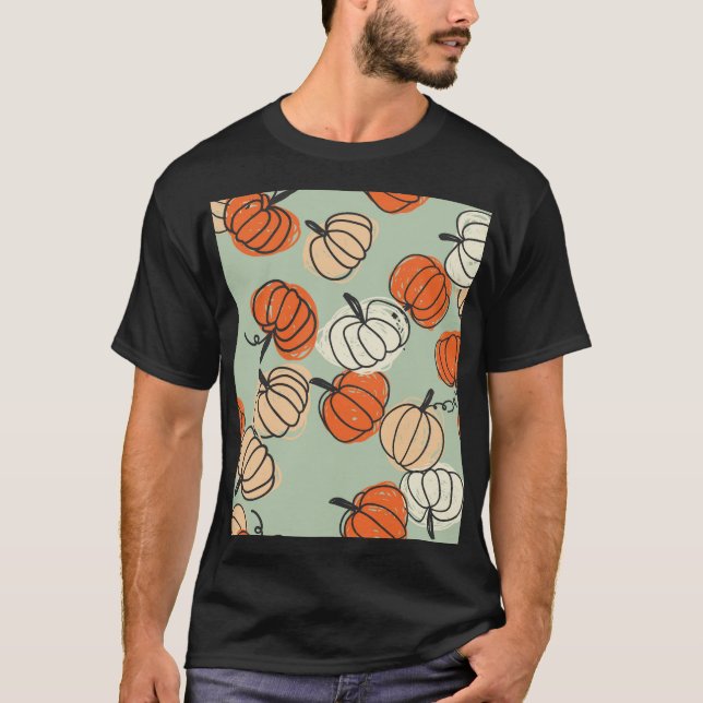 Pumpkins: Thanksgiving seamless pattern. T-Shirt (Front)