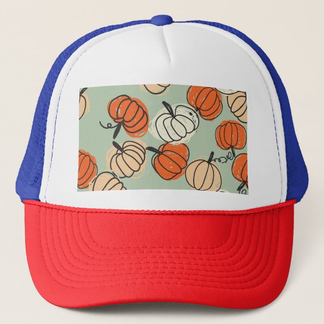 Pumpkins: Thanksgiving seamless pattern. Trucker Hat (Front)