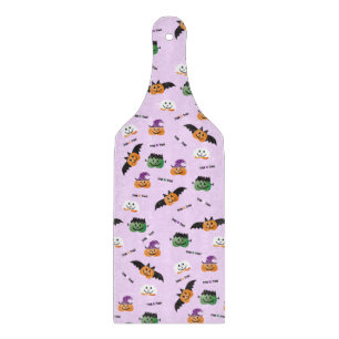 Pumpkins Trick Or Treat Pattern Purple Cutting Board