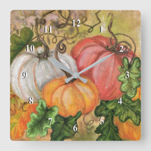 Pumpkins - Watercolor Art Square Wall Clock