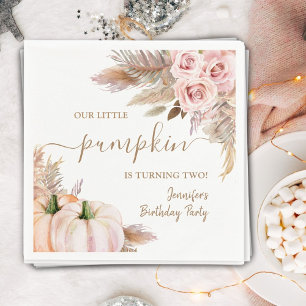 Pumpkins Watercolor Boho Girls Fall 2nd Birthday Napkin