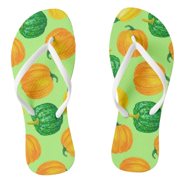 Pumpkins watercolor pattern 2 flip flops (Footbed)