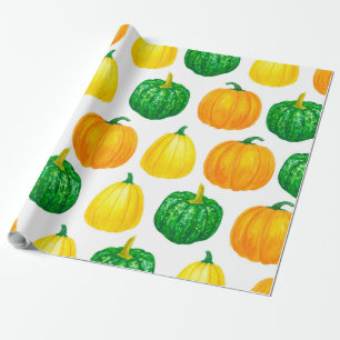 Pumpkins watercolor pattern wrapping paper