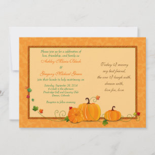 Pumpkins Wedding Invitation for Fall Wedding