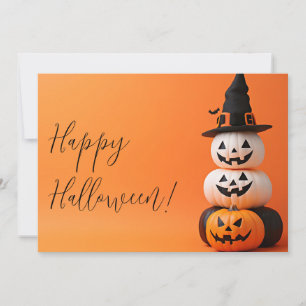 Pumpkins with a Witch Hat Halloween Greeting Card