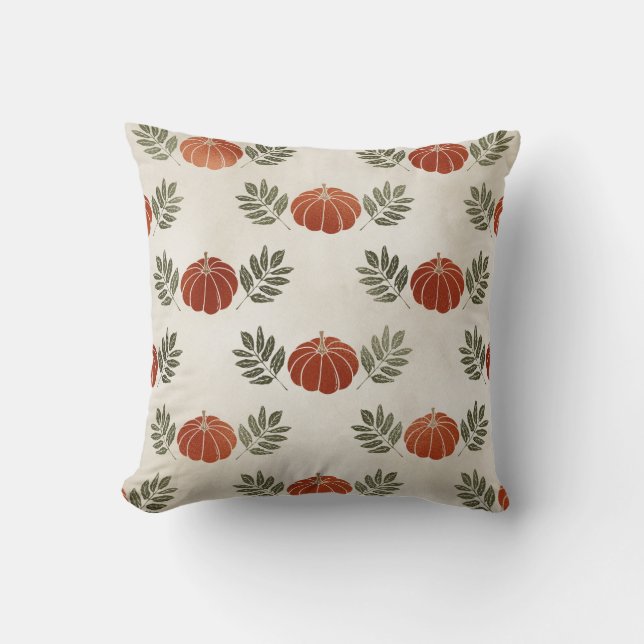 Pumpkins with Greenery Fall Cushion (Front)