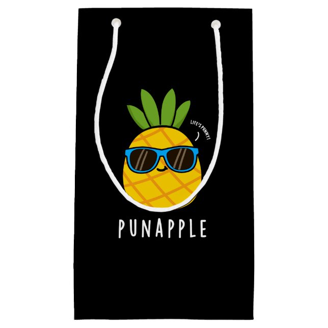 Pun-apple Funny Fruit Pineapple Pun Dark BG Small Gift Bag (Front)