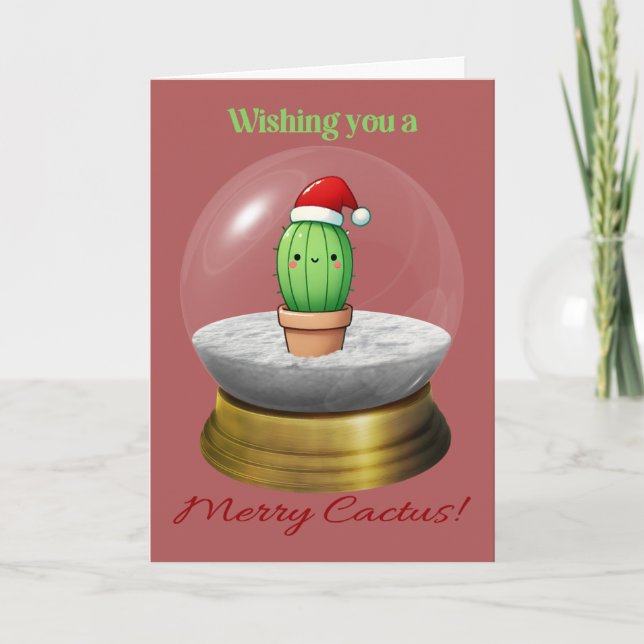 Pun Cactus Christmas Holiday Card (Front)