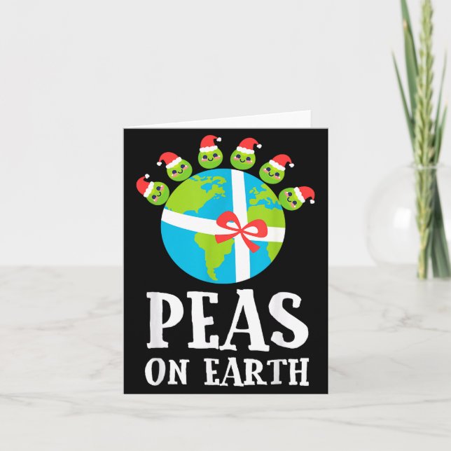Pun Christmas Sayings Peas On Earth Funny Xmas Gif Card (Front)