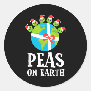 Pun Christmas Sayings Peas On Earth Funny Xmas Gif Classic Round Sticker