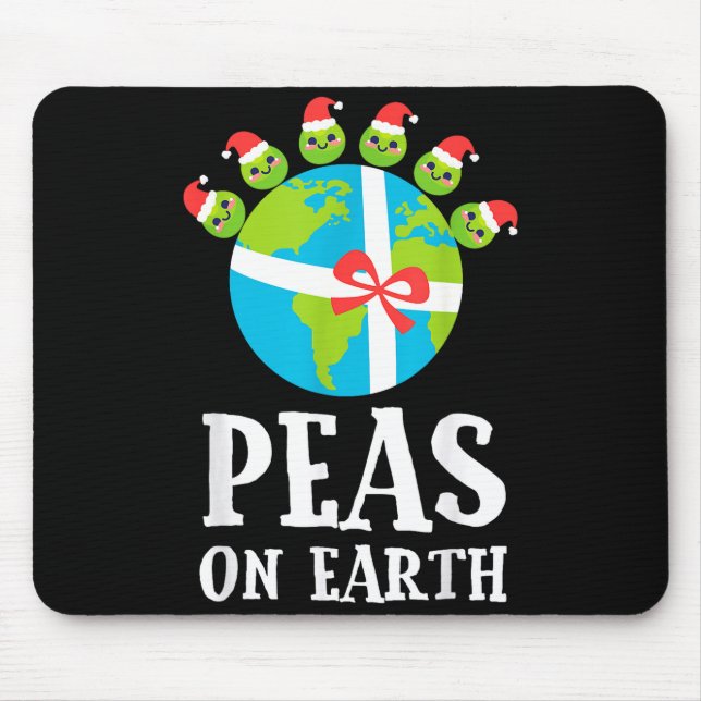 Pun Christmas Sayings Peas On Earth Funny Xmas Gif Mouse Mat (Front)