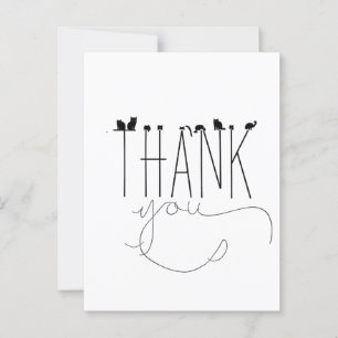 Pun Humour Cat Thank You Message Wordplay Fun Postcard