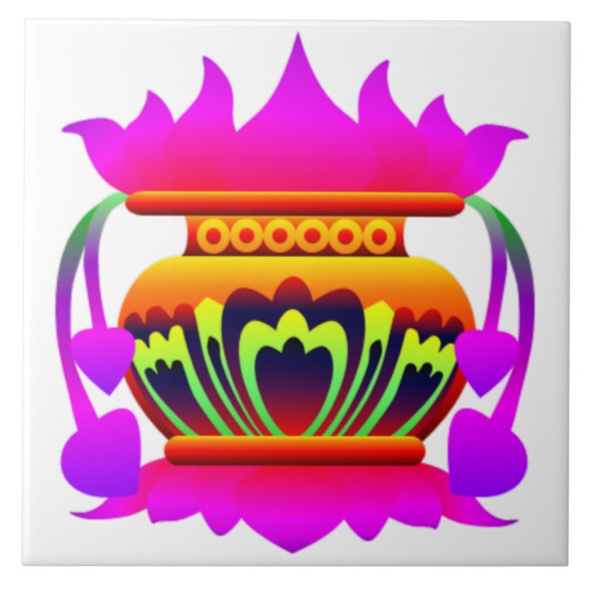 Pun kalasa Sri Lanka traditional pot of prosperity Tile (Front)