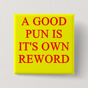 pun on puns 15 cm square badge