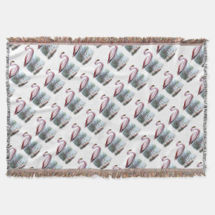 Puna Flamingo Vintage Illustration Throw Blanket