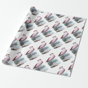 Puna Flamingo Vintage Illustration Wrapping Paper