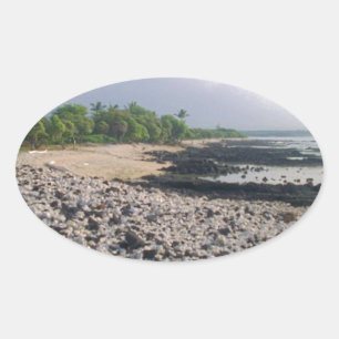 Punaluʻu Black Sand Beach Hawaii Big Island Oval Sticker