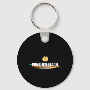 Punalu'u Beach Hawaii Retro Surfing Beach For Men Key Ring