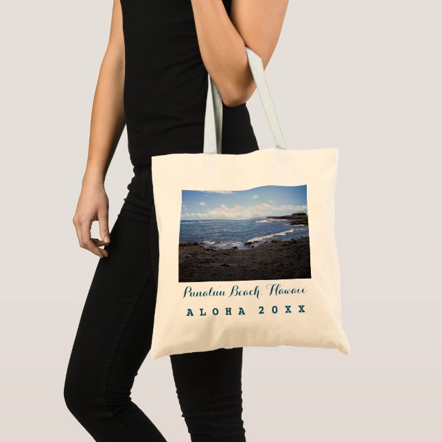 Punalu'u Beach Hawaii + Trip / Year Tote Bag (Front (Product))