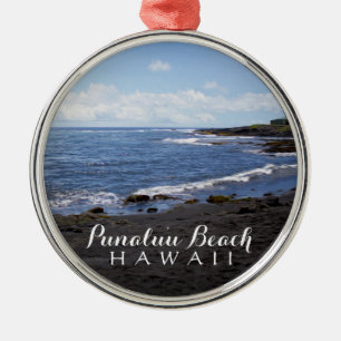 Punalu'u Black Sand Beach Hawaii Digital Oil Paint Metal Tree Decoration