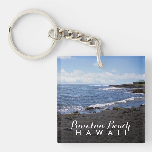Punalu'u Black Sand Beach Hawaii Key Ring (Front)