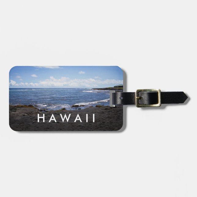 Punalu'u Black Sand Beach Hawaii Luggage Tag (Front Horizontal)