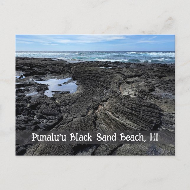 Punalu'u Black Sand Beach, HI Postcard (Front)