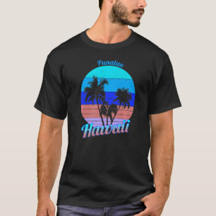 Punaluu Hawaii Retro Tropical Palm Trees Vacation T-Shirt