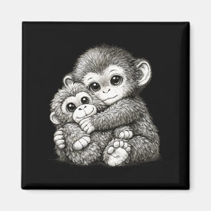 Punch a monkey with teddy bear cuddling meme magnet