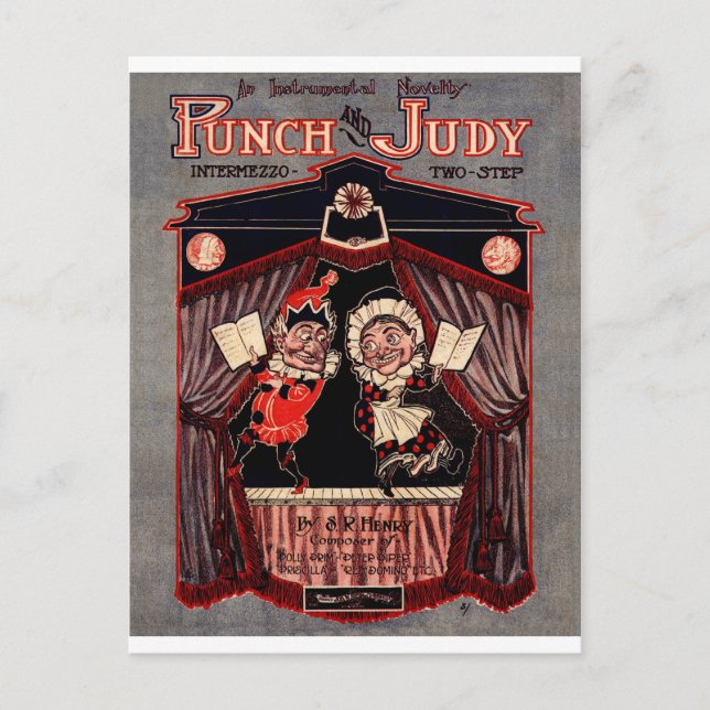 Punch and Judy Puppets Illustration Art Postcard (Front)