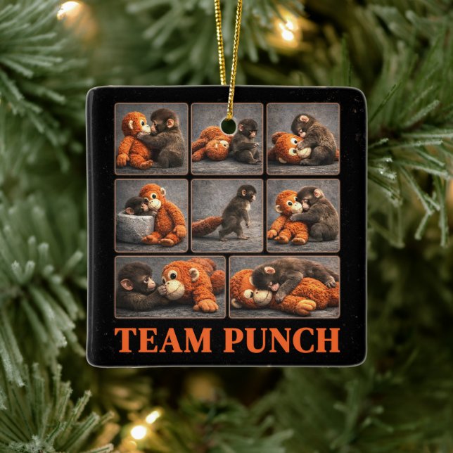 Punch Baby Monkey Ceramic Ornament (Tree)