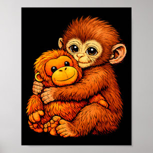 Punch baby monkey funny animal  poster