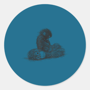 Punch baby monkey plush toy  classic round sticker