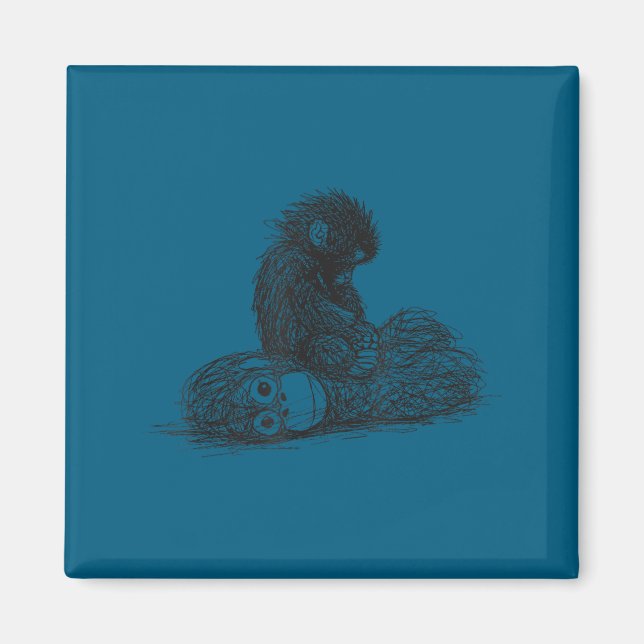 Punch baby monkey plush toy  magnet (Front)