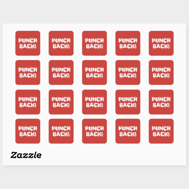 Punch Back! White on Red Square Sticker (Sheet)