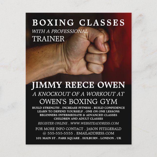 Punch Bag, Boxing Class Advert Flyer (Front)