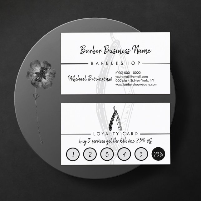 Punch Barber Coiffure Hairdresser Discount Loyalty Business Card (Creator Uploaded)