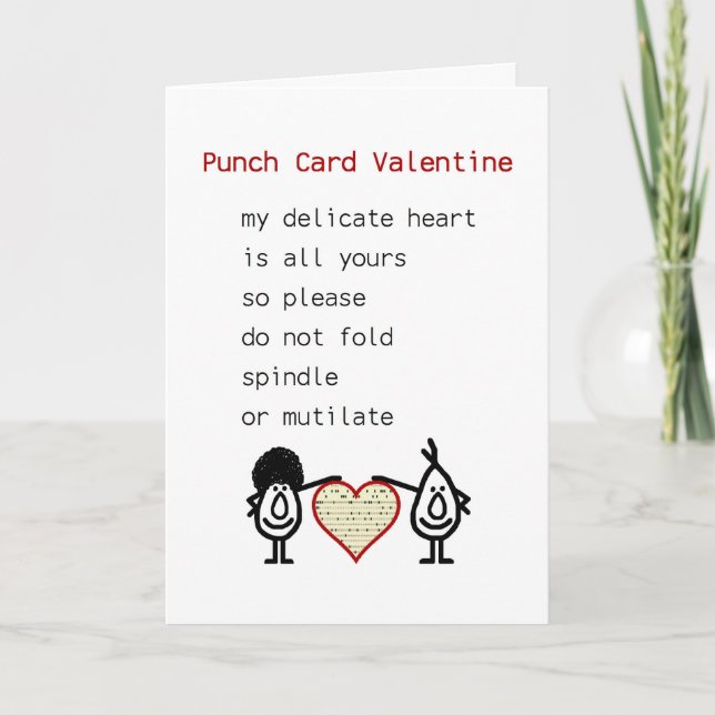 Punch Card Valentine - a funny Valentine poem (Front)