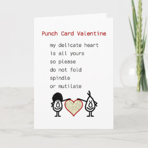 Punch Card Valentine - a funny Valentine poem
