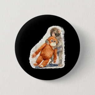 Punch Cute Baby Monkey Orangutan Stuffed Toy 6 Cm Round Badge
