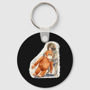 Punch Cute Baby Monkey Orangutan Stuffed Toy Key Ring