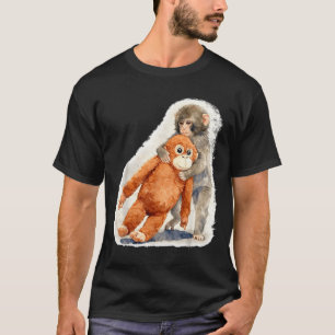 Punch Cute Baby Monkey Orangutan Stuffed Toy T-Shirt