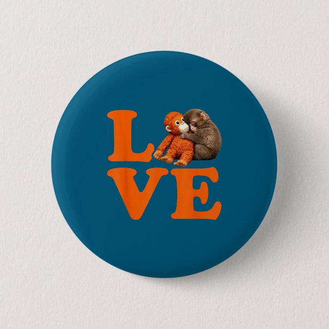 Punch cute monkey  6 cm round badge (Front)