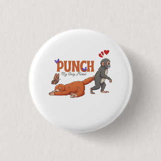 ‏Punch‑kun & Plush Monkey – Kawaii for Kids 3 Cm Round Badge