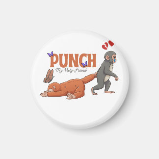 ‏Punch‑kun & Plush Monkey – Kawaii for Kids Magnet